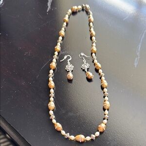 Elegant Gold and Silver Freshwater Pearl Jewelry Set